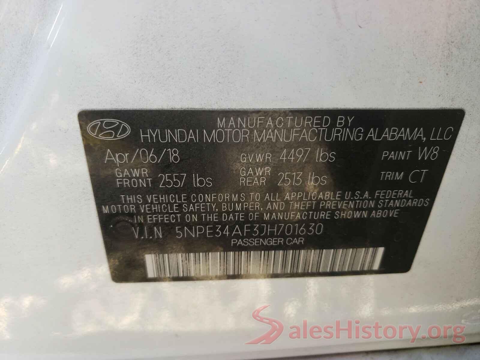 5NPE34AF3JH701630 2018 HYUNDAI SONATA