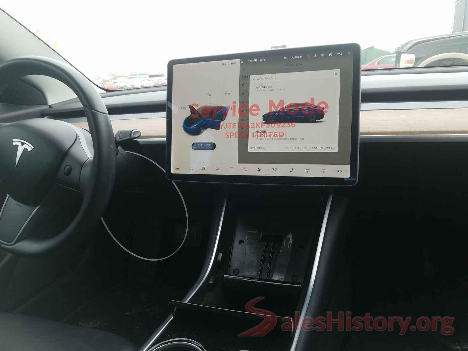 5YJ3E1EA2KF309236 2019 TESLA MODEL 3