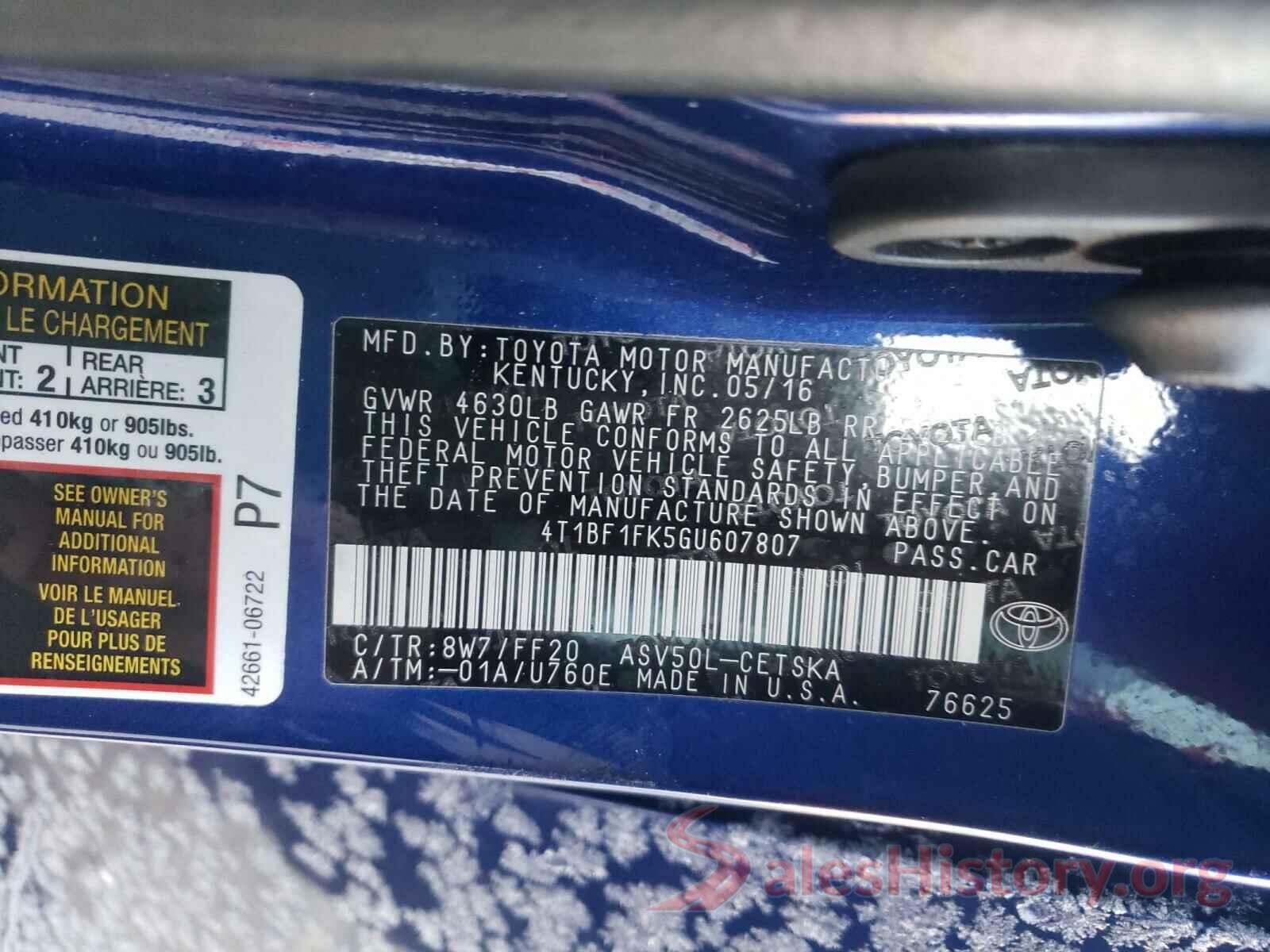 4T1BF1FK5GU607807 2016 TOYOTA CAMRY