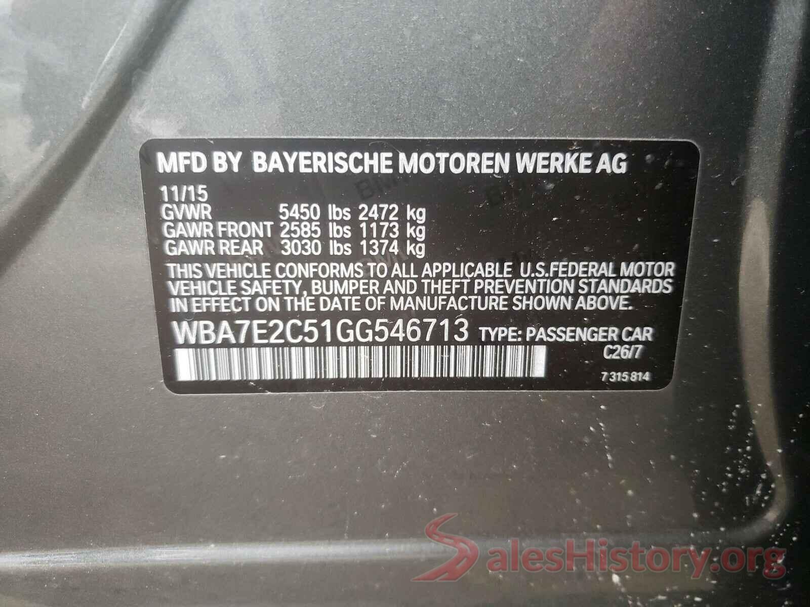 WBA7E2C51GG546713 2016 BMW 7 SERIES