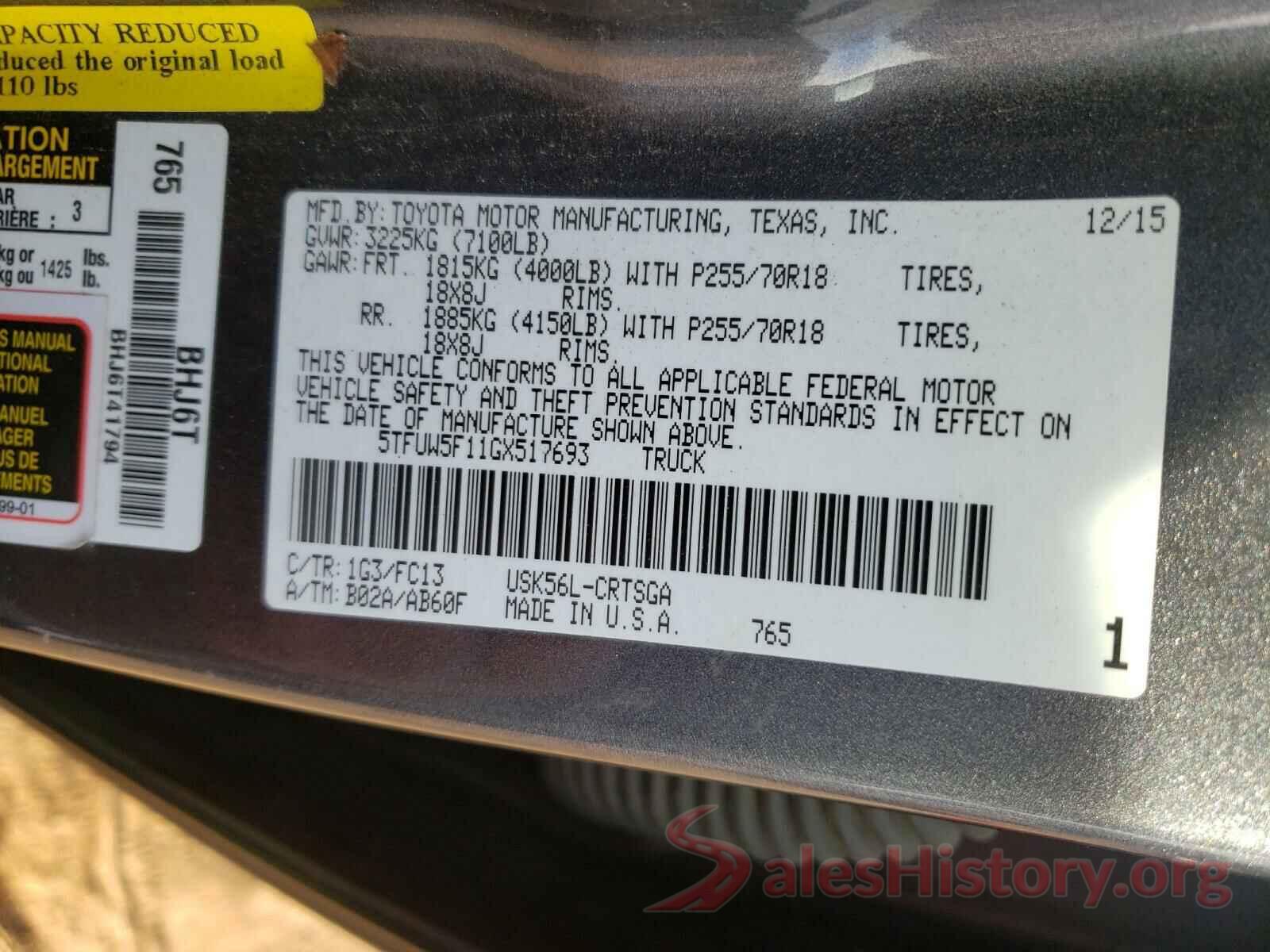 5TFUW5F11GX517693 2016 TOYOTA TUNDRA