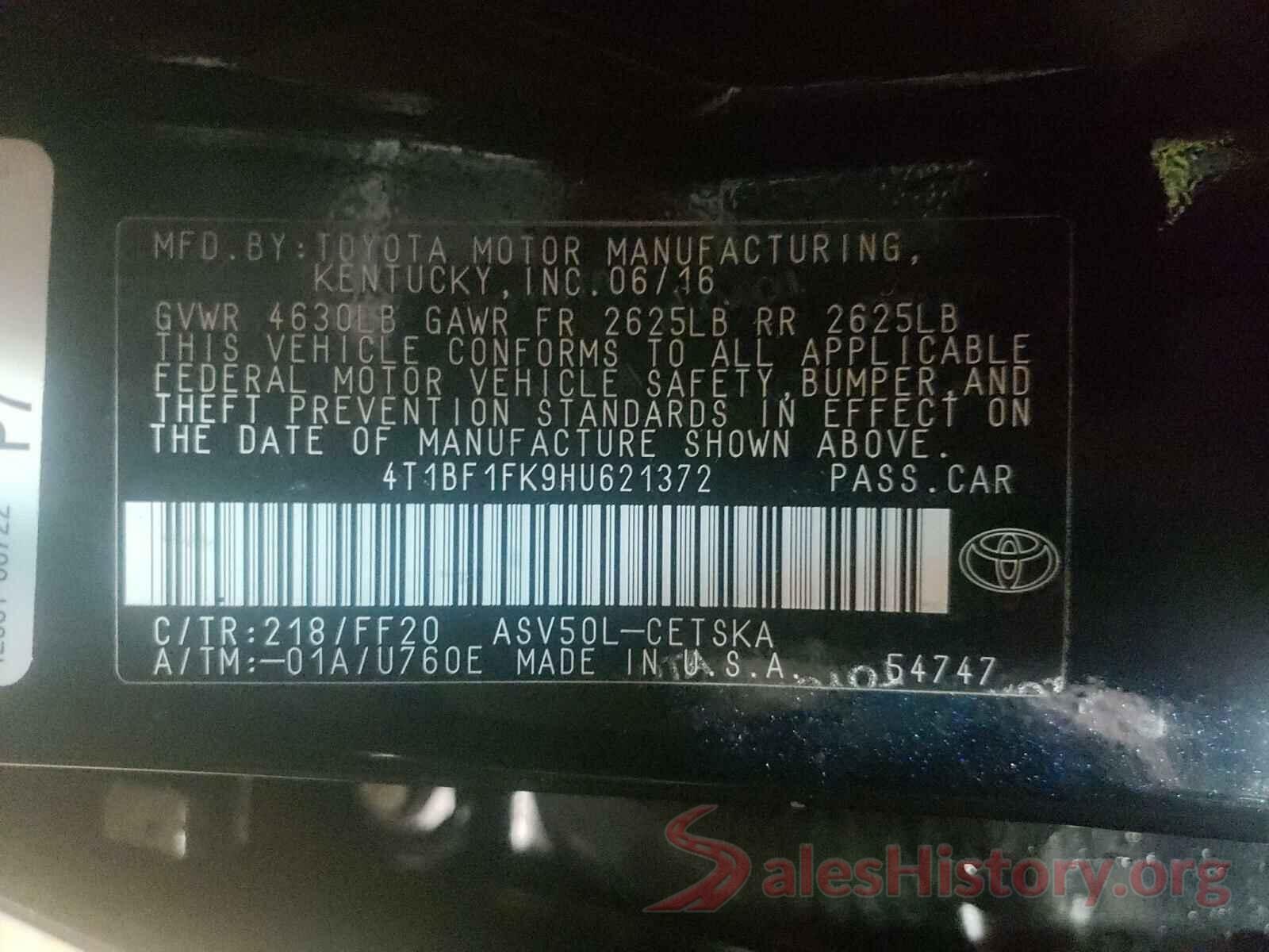 4T1BF1FK9HU621372 2017 TOYOTA CAMRY