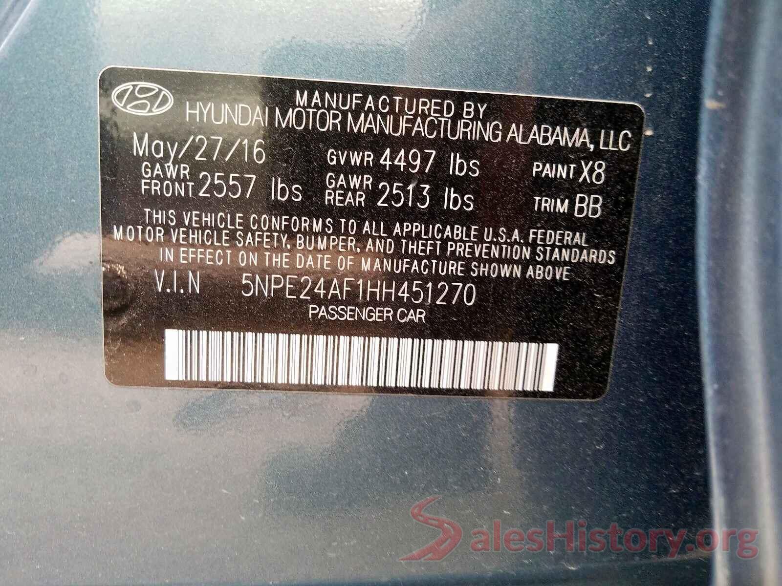 5NPE24AF1HH451270 2017 HYUNDAI SONATA