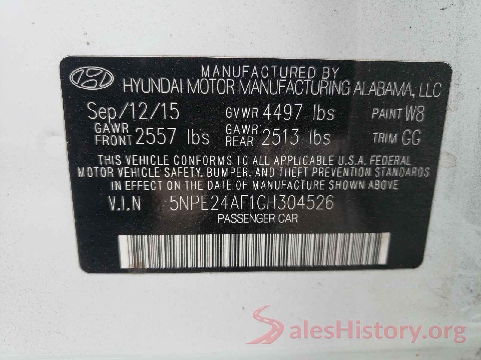 5NPE24AF1GH304526 2016 HYUNDAI SONATA