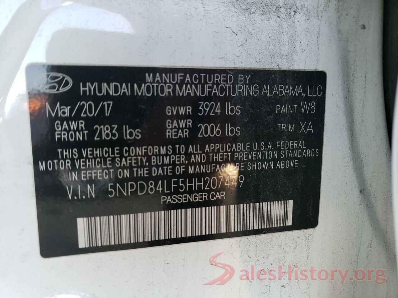 5NPD84LF5HH207449 2017 HYUNDAI ELANTRA