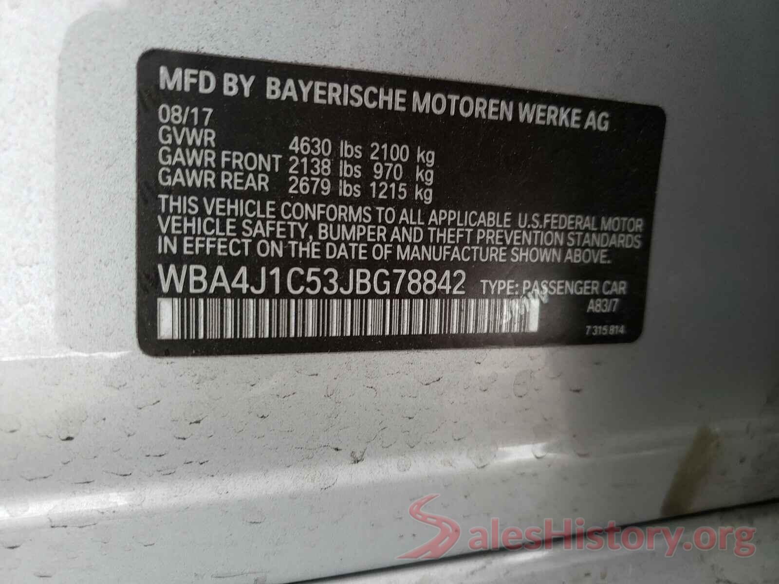 WBA4J1C53JBG78842 2018 BMW 4 SERIES