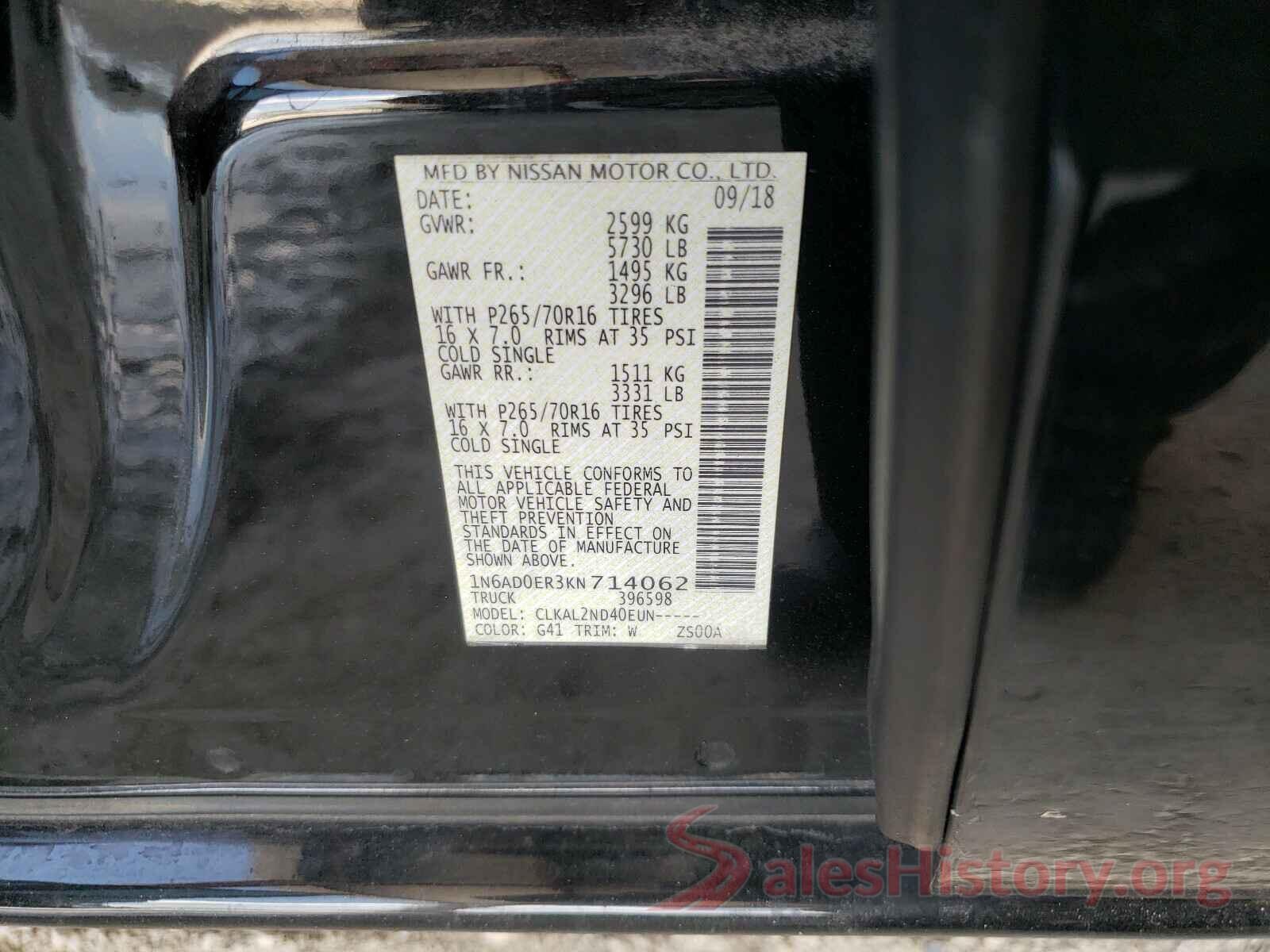 1N6AD0ER3KN714062 2019 NISSAN FRONTIER