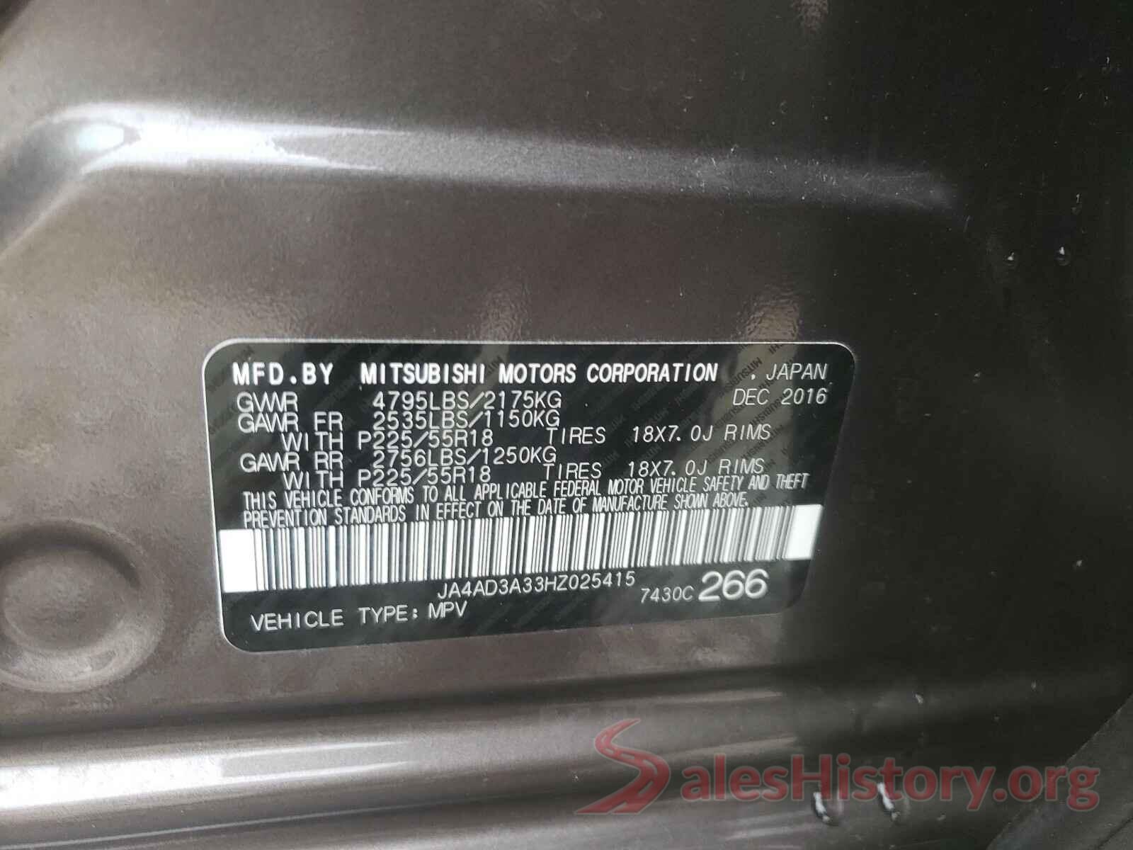 JA4AD3A33HZ025415 2017 MITSUBISHI OUTLANDER