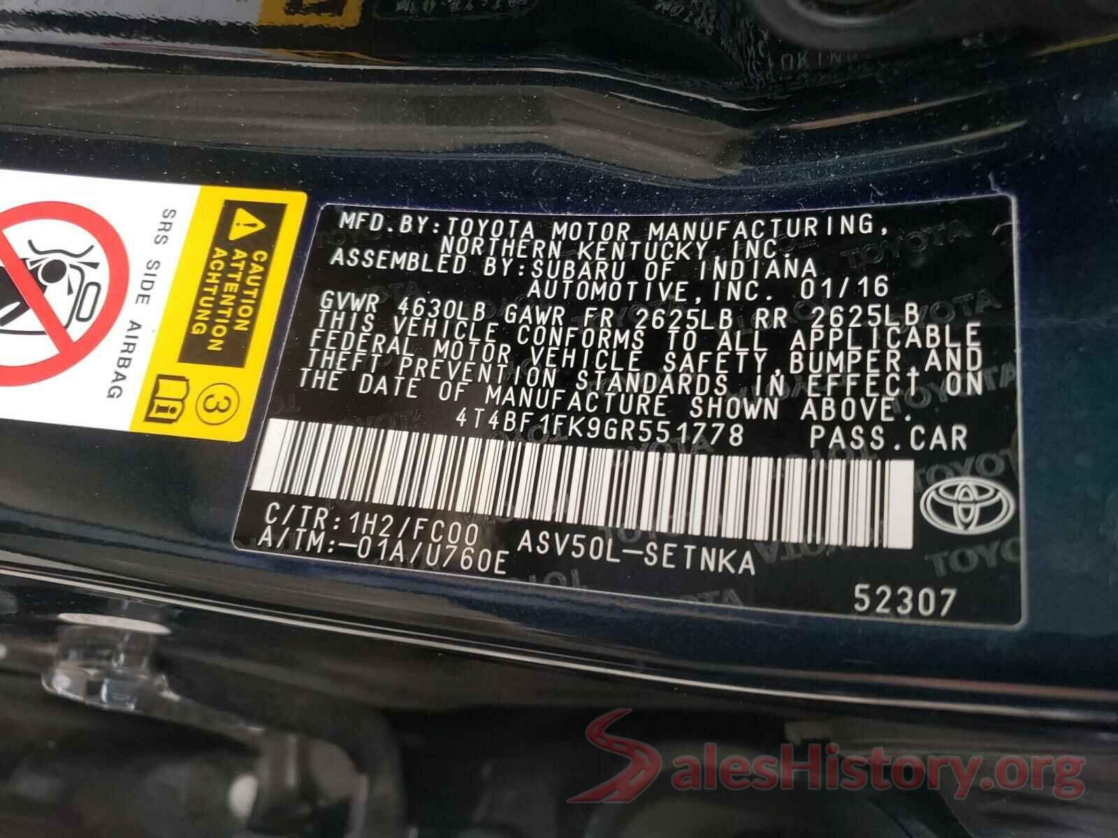 4T4BF1FK9GR551778 2016 TOYOTA CAMRY