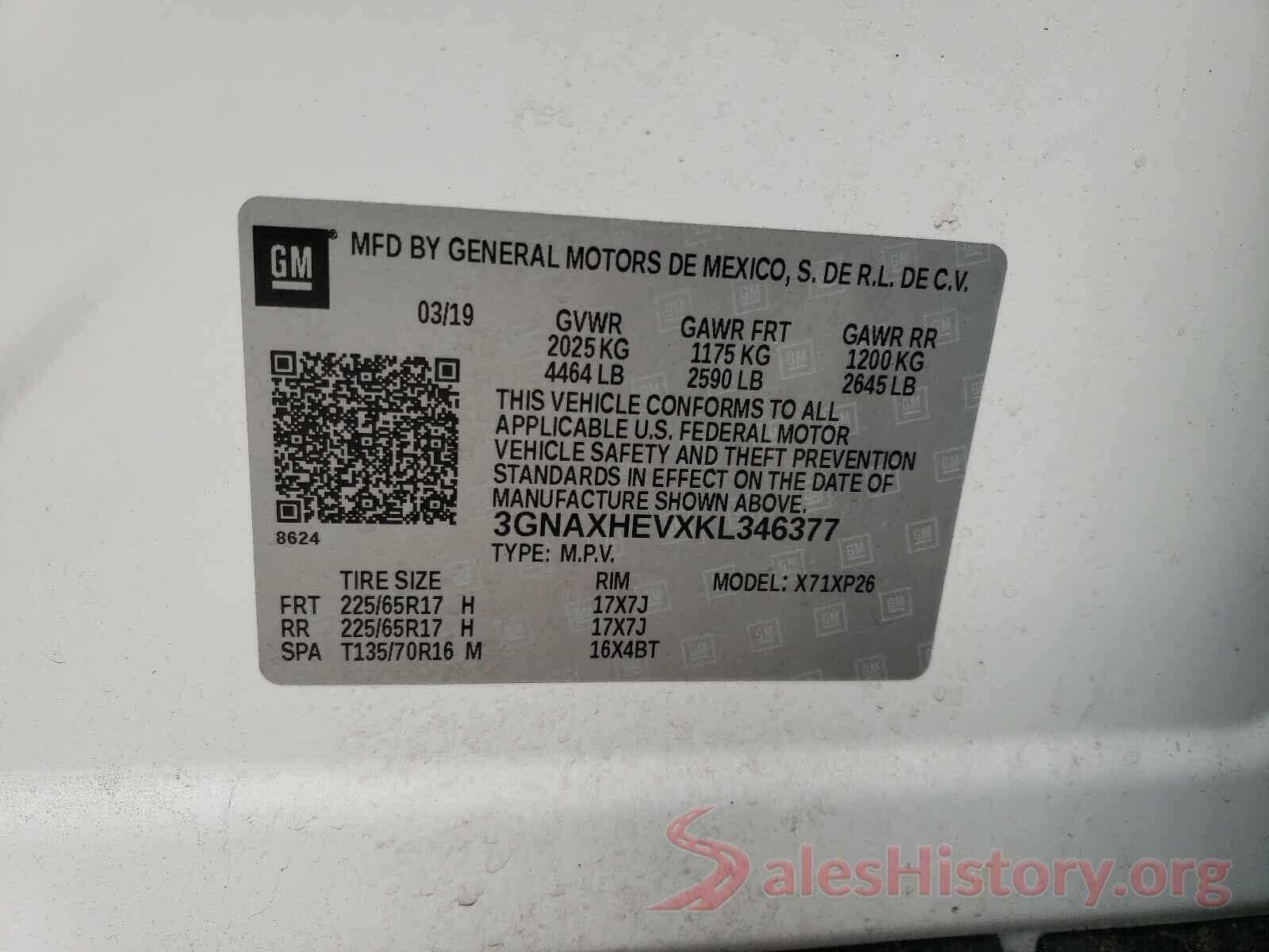 3GNAXHEVXKL346377 2019 CHEVROLET EQUINOX