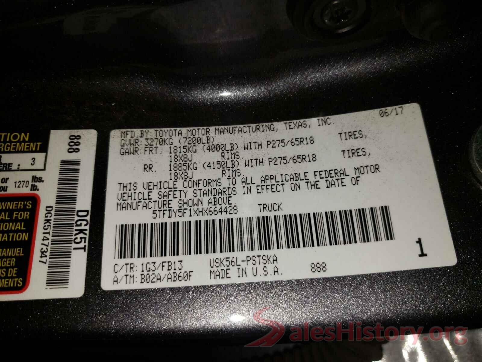 5TFDY5F1XHX664428 2017 TOYOTA TUNDRA