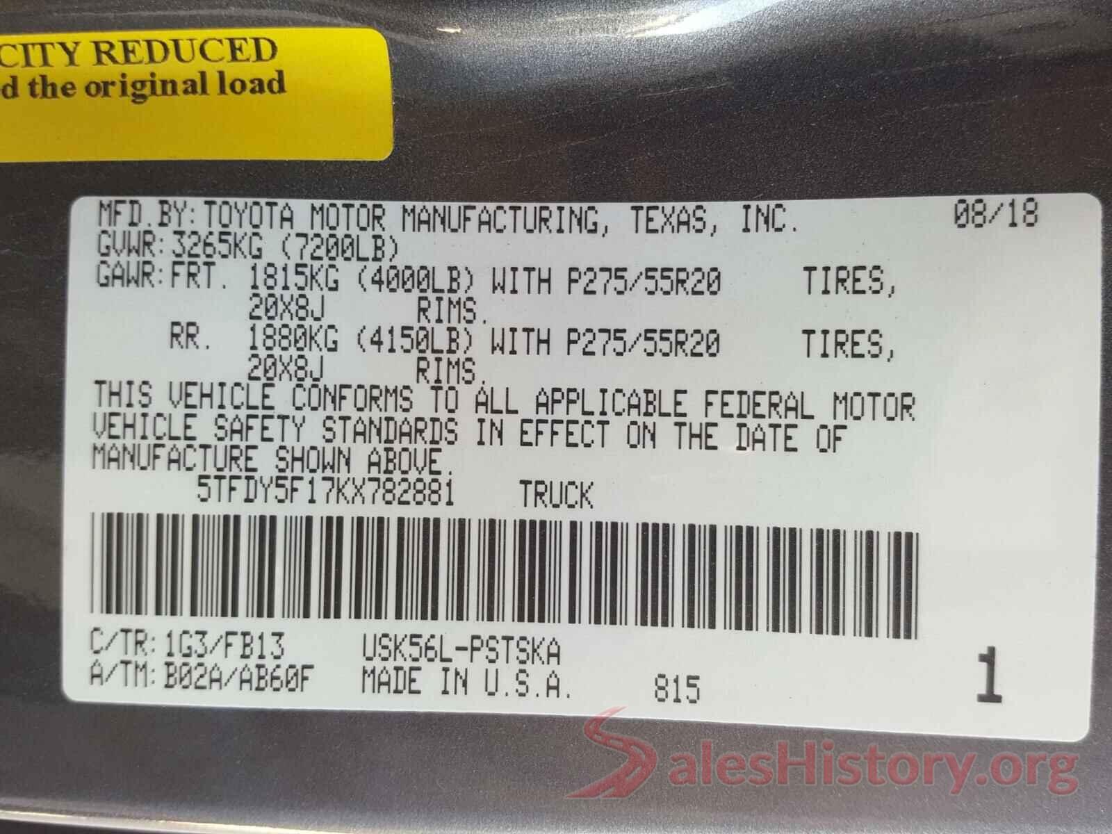 5TFDY5F17KX782881 2019 TOYOTA TUNDRA