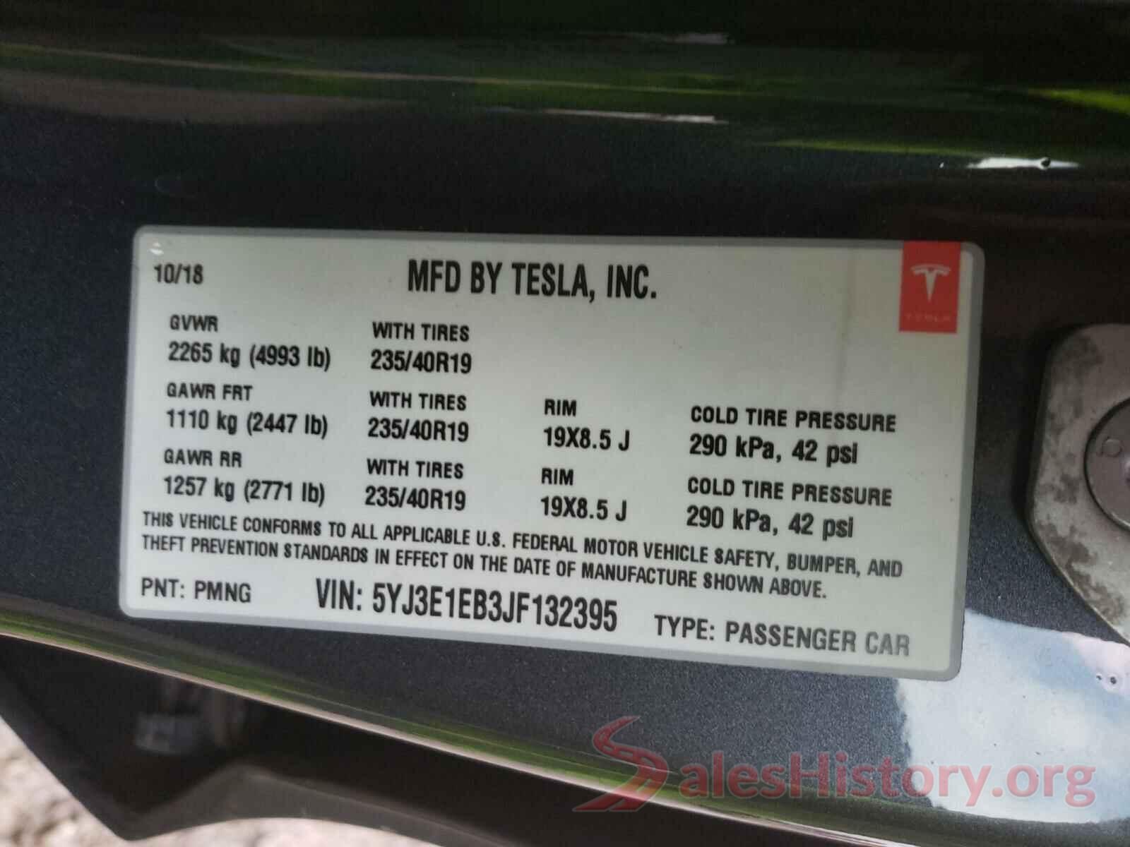 5YJ3E1EB3JF132395 2018 TESLA MODEL 3