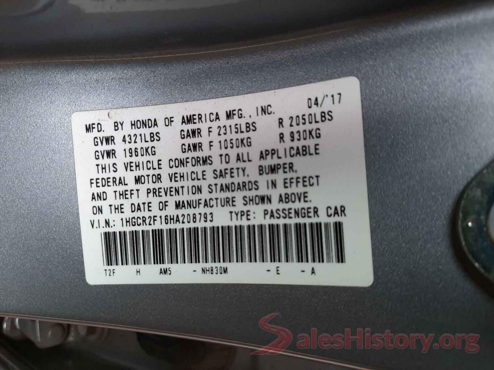 1HGCR2F16HA208793 2017 HONDA ACCORD