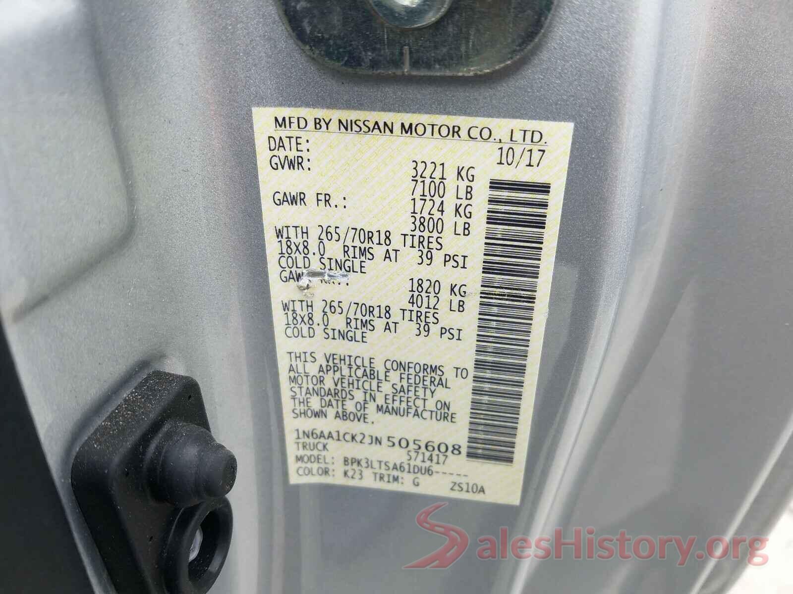 1N6AA1CK2JN505608 2018 NISSAN TITAN