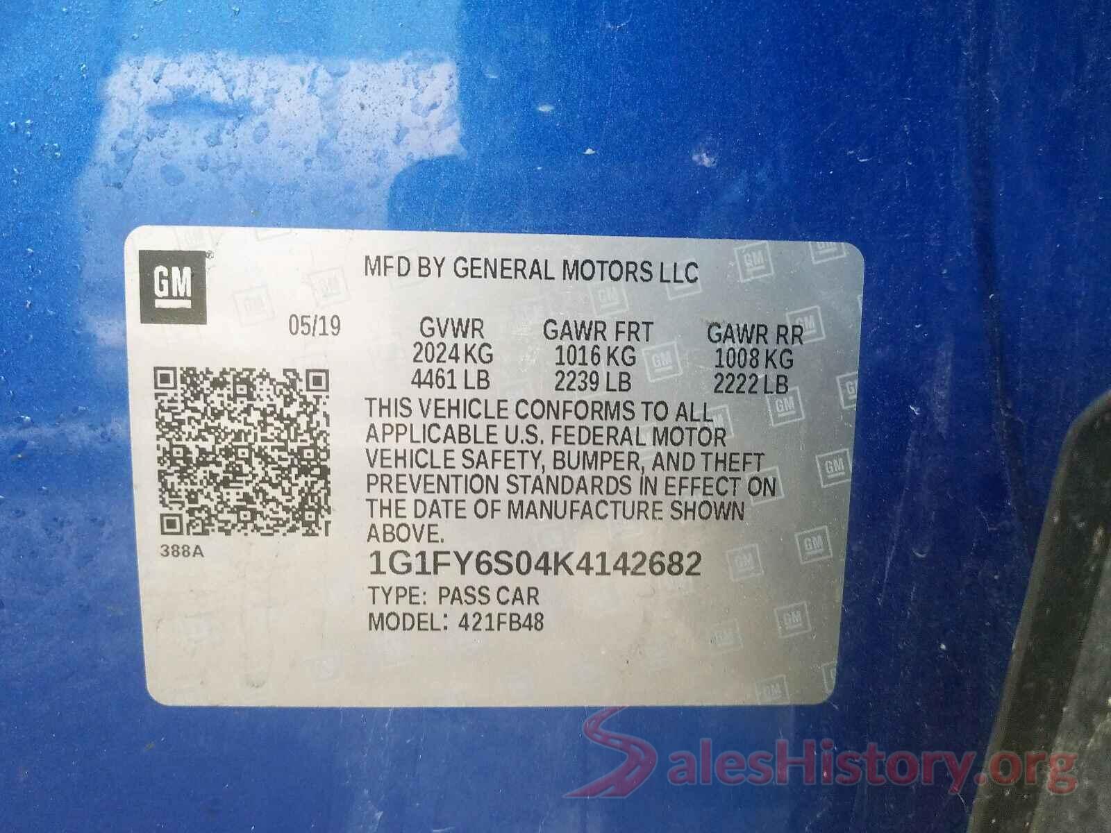 1G1FY6S04K4142682 2019 CHEVROLET BOLT