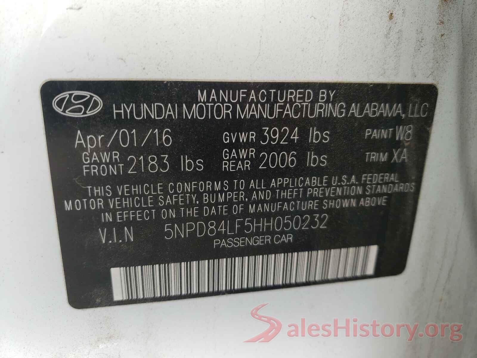 5NPD84LF5HH050232 2017 HYUNDAI ELANTRA