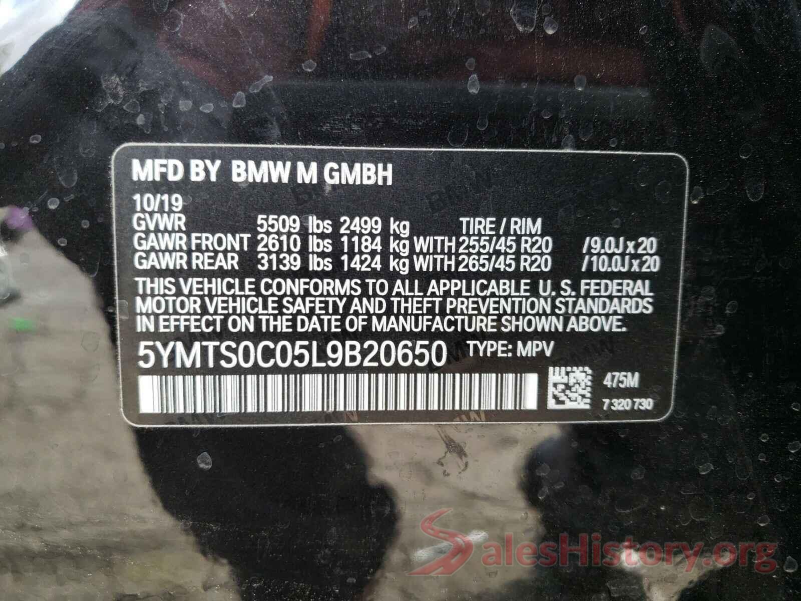 5YMTS0C05L9B20650 2020 BMW X3