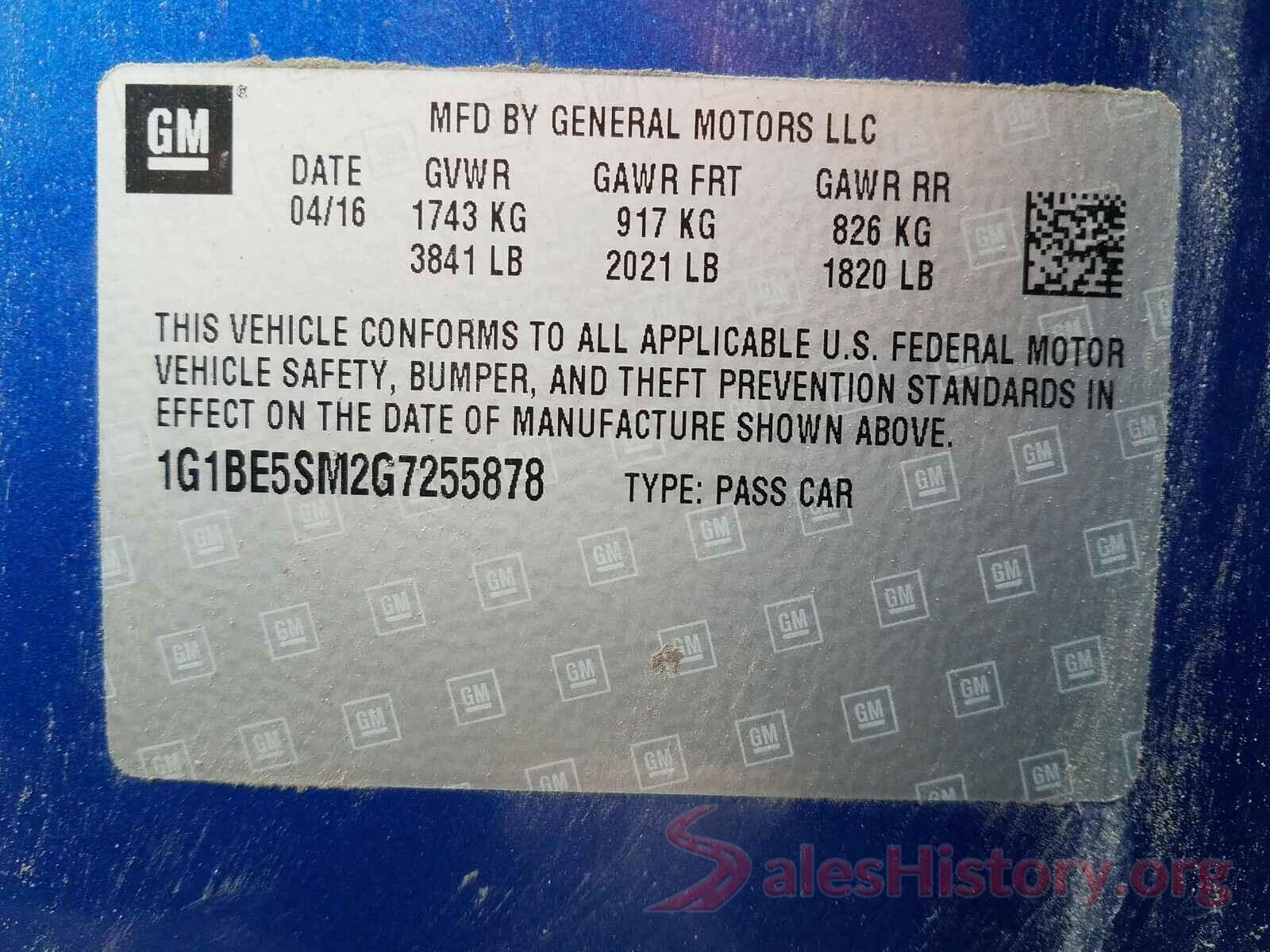 1G1BE5SM2G7255878 2016 CHEVROLET CRUZE