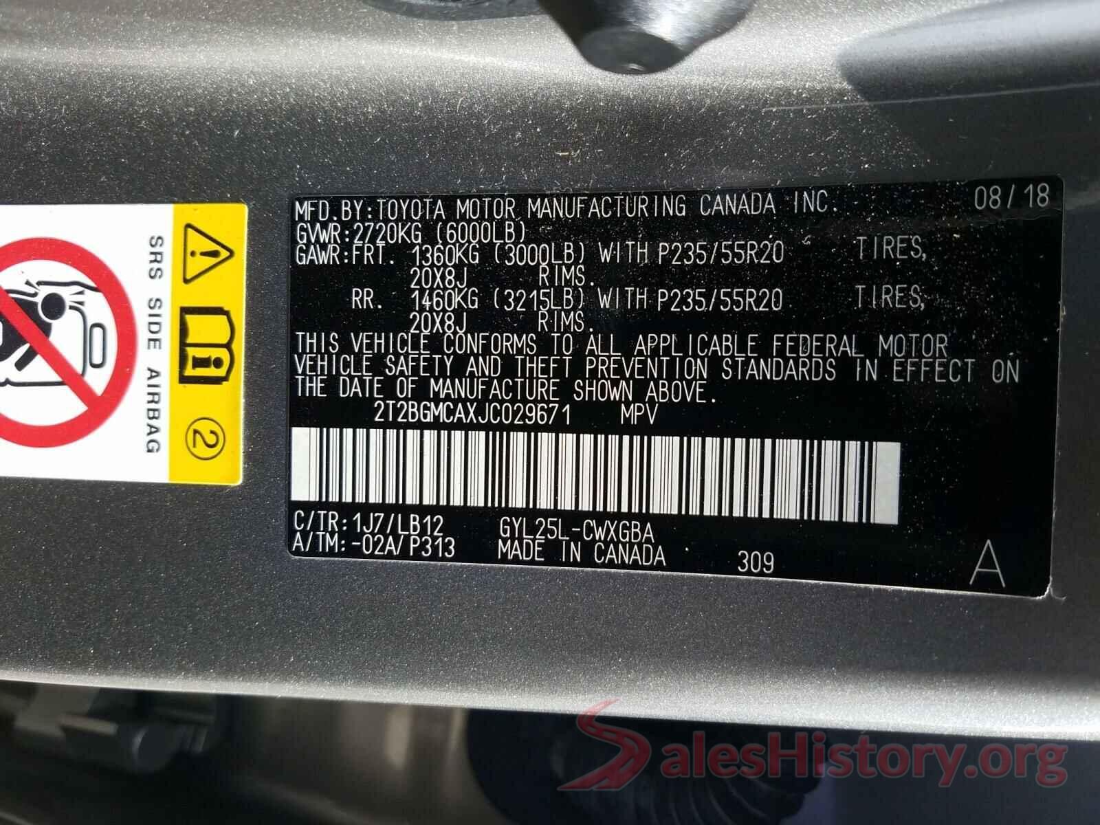 2T2BGMCAXJC029671 2018 LEXUS RX450