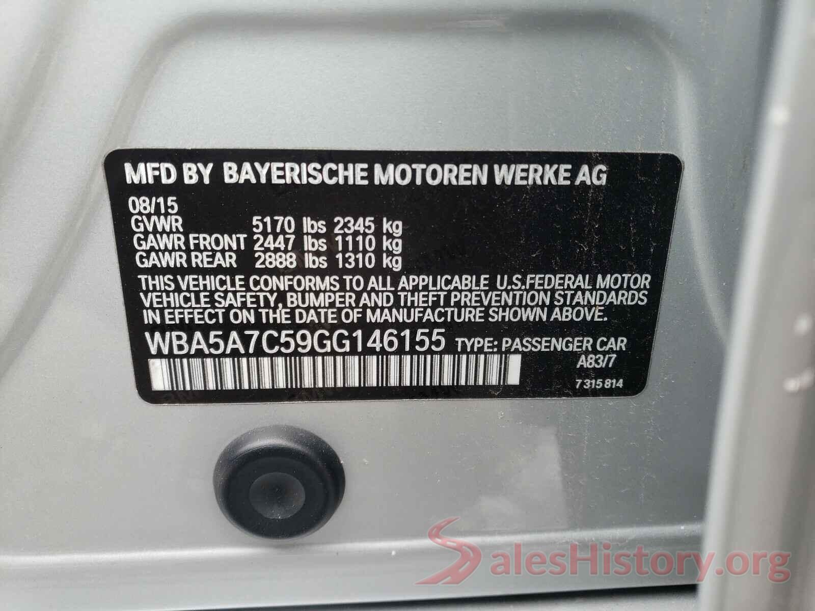 WBA5A7C59GG146155 2016 BMW 5 SERIES