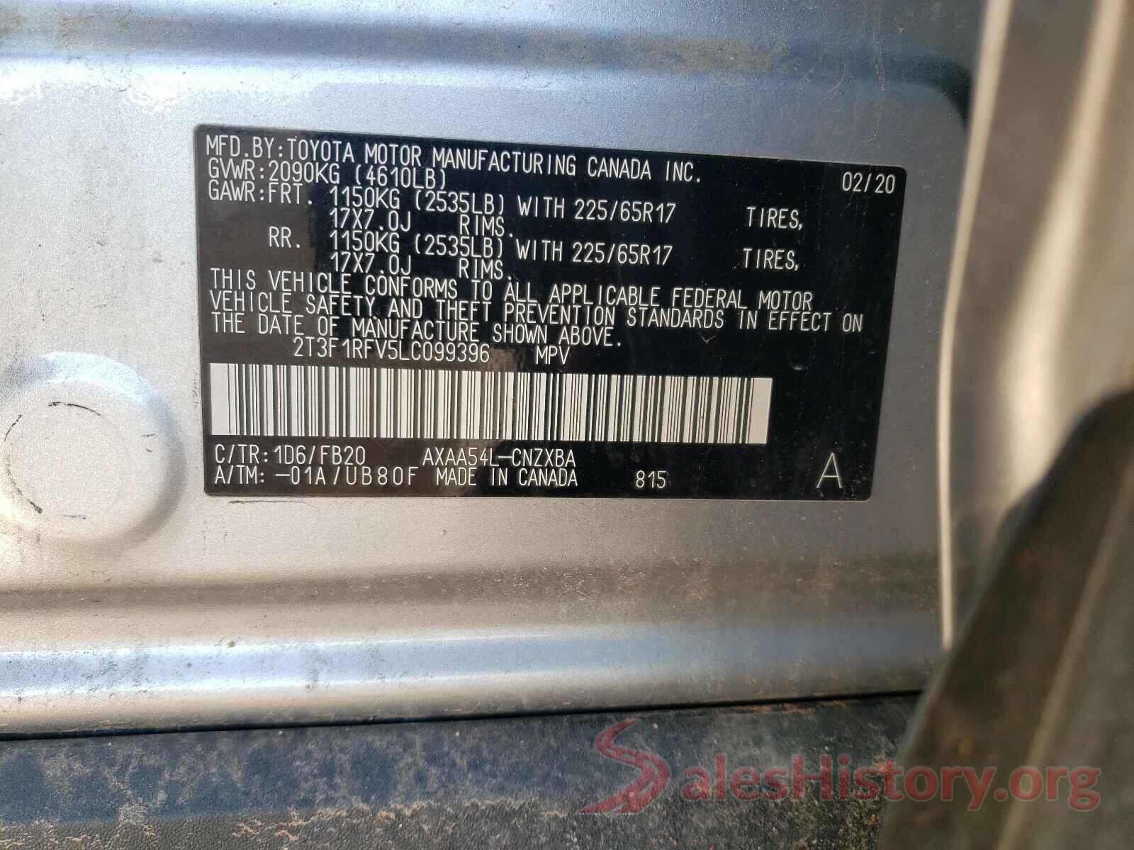 2T3F1RFV5LC099396 2020 TOYOTA RAV4