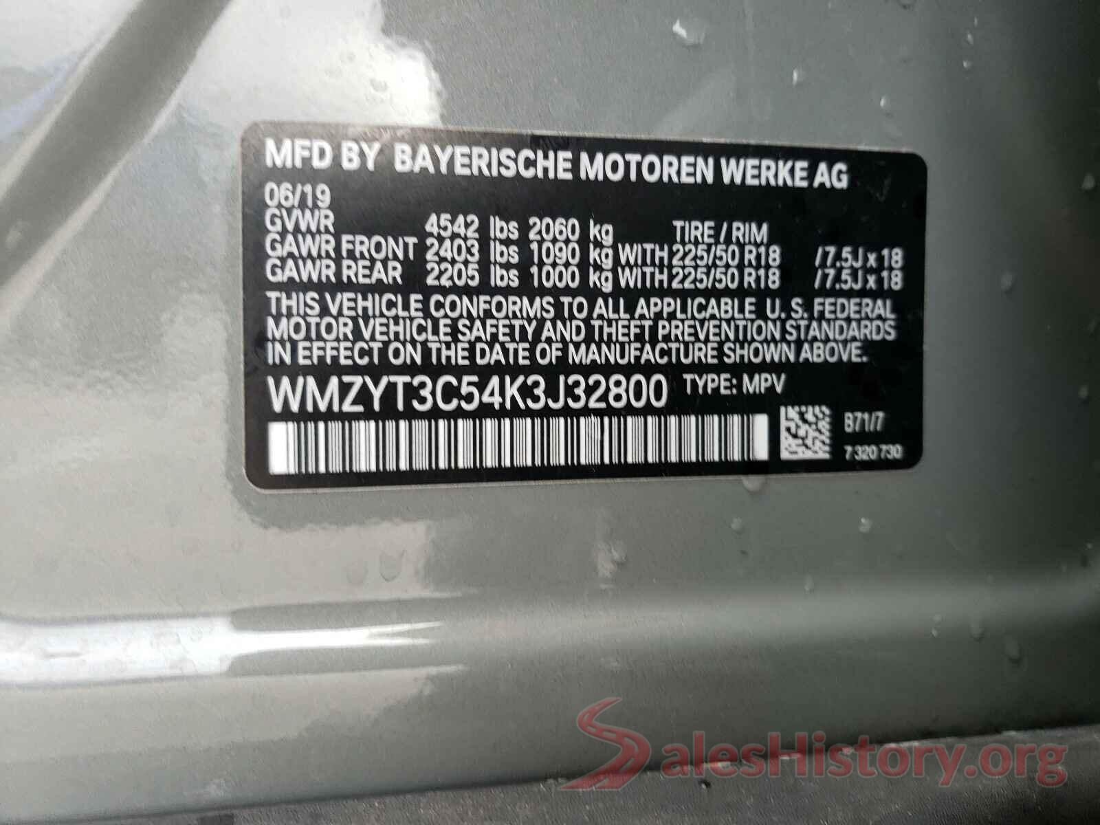 WMZYT3C54K3J32800 2019 MINI COOPER