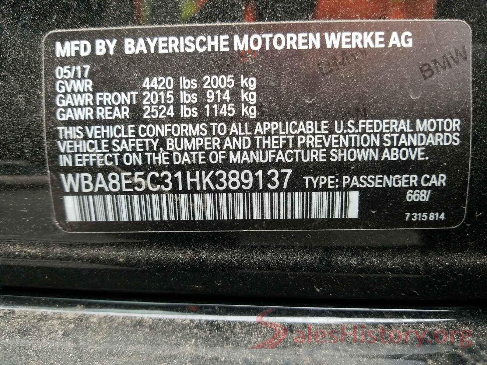 WBA8E5C31HK389137 2017 BMW 3 SERIES