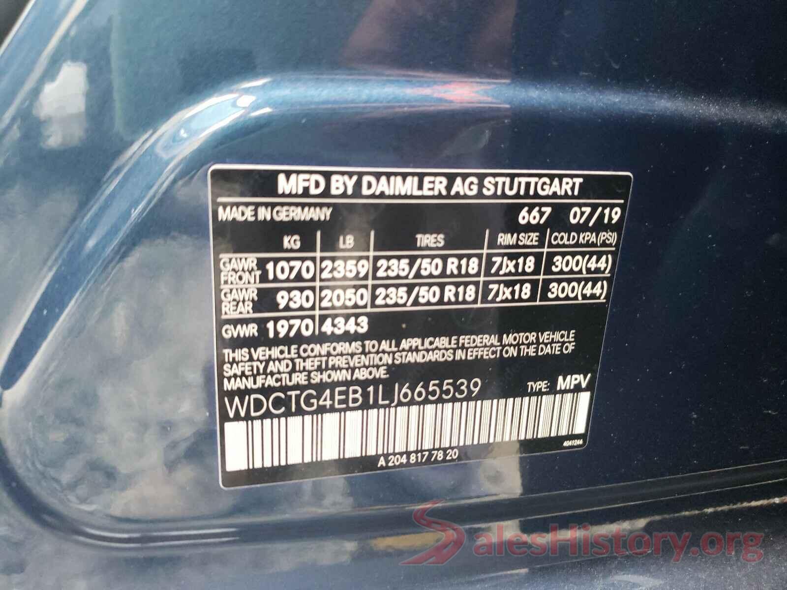 WDCTG4EB1LJ665539 2020 MERCEDES-BENZ G CLASS