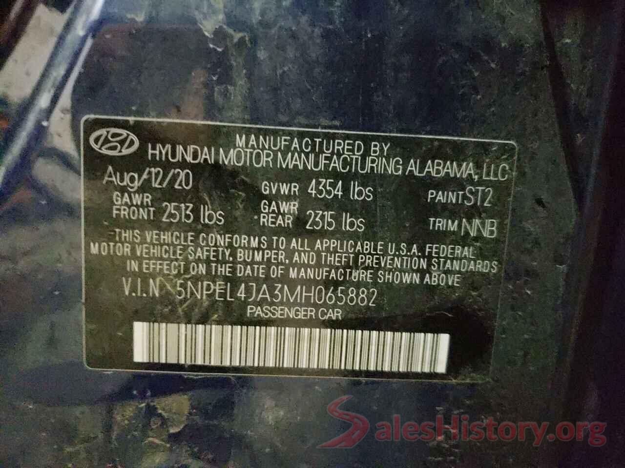 5NPEL4JA3MH065882 2021 HYUNDAI SONATA