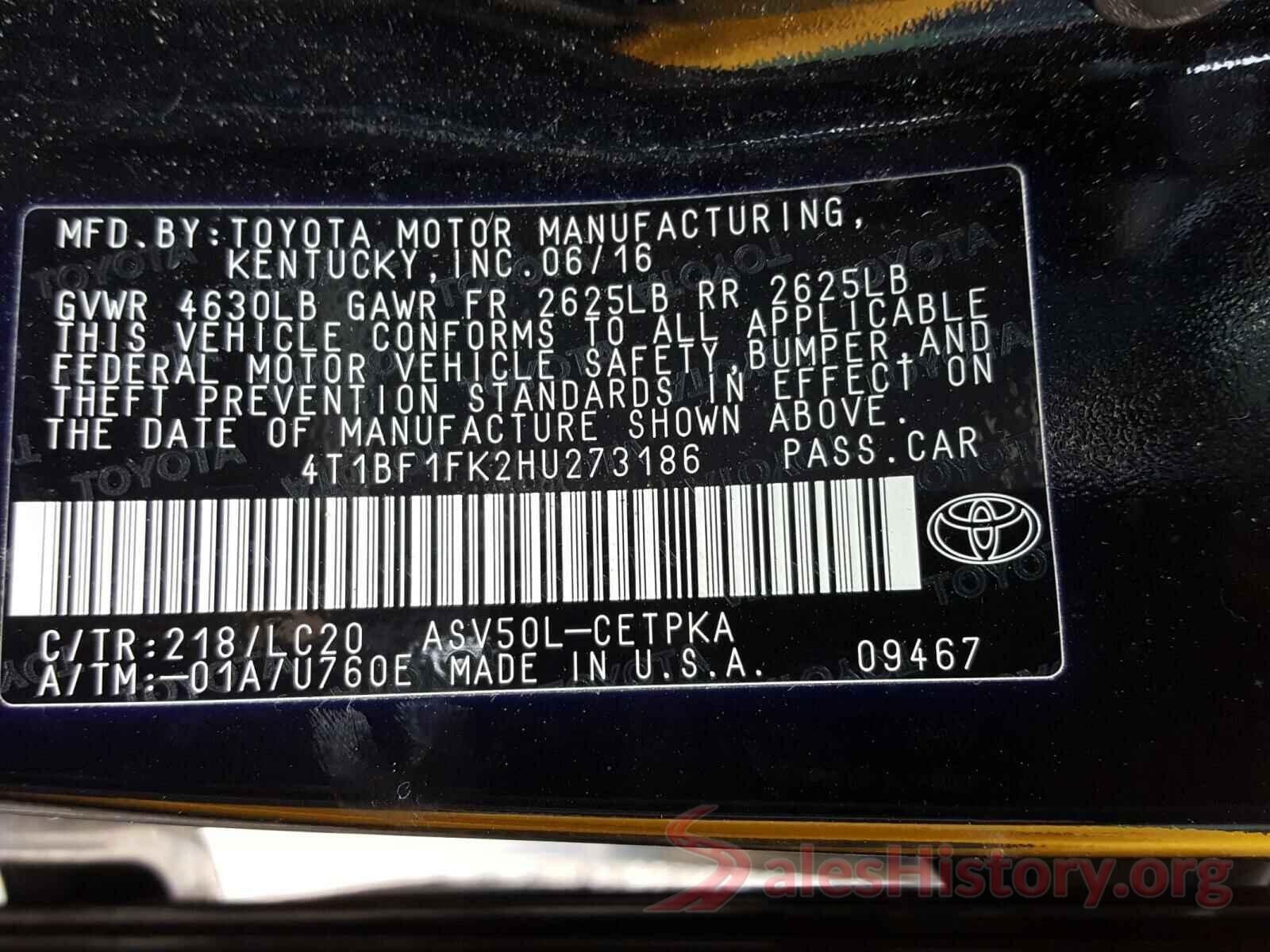 4T1BF1FK2HU273186 2017 TOYOTA CAMRY