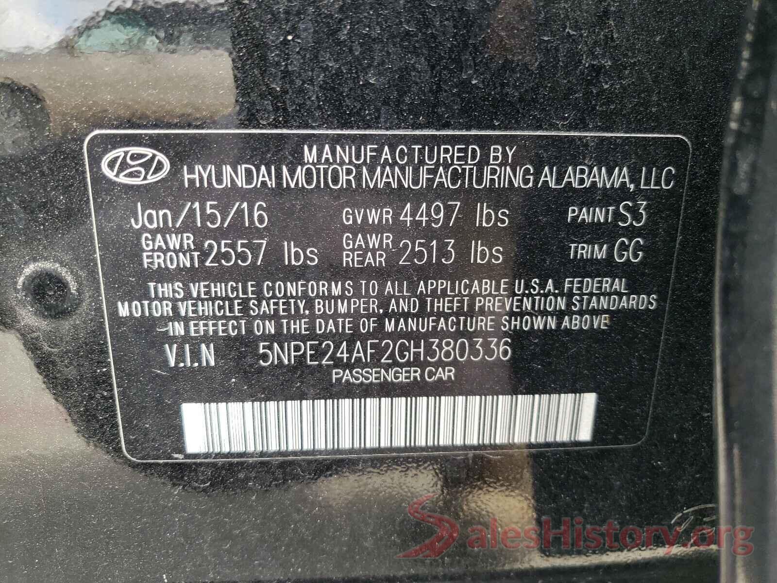 5NPE24AF2GH380336 2016 HYUNDAI SONATA