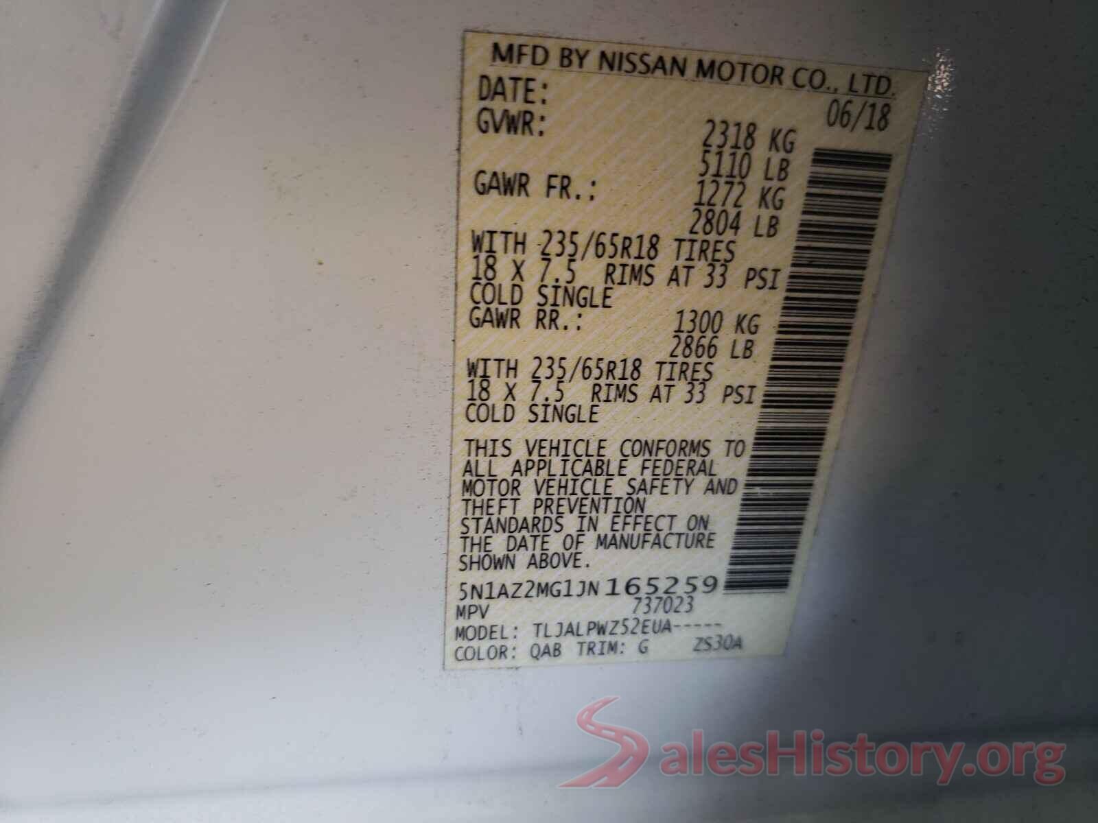 5N1AZ2MG1JN165259 2018 NISSAN MURANO