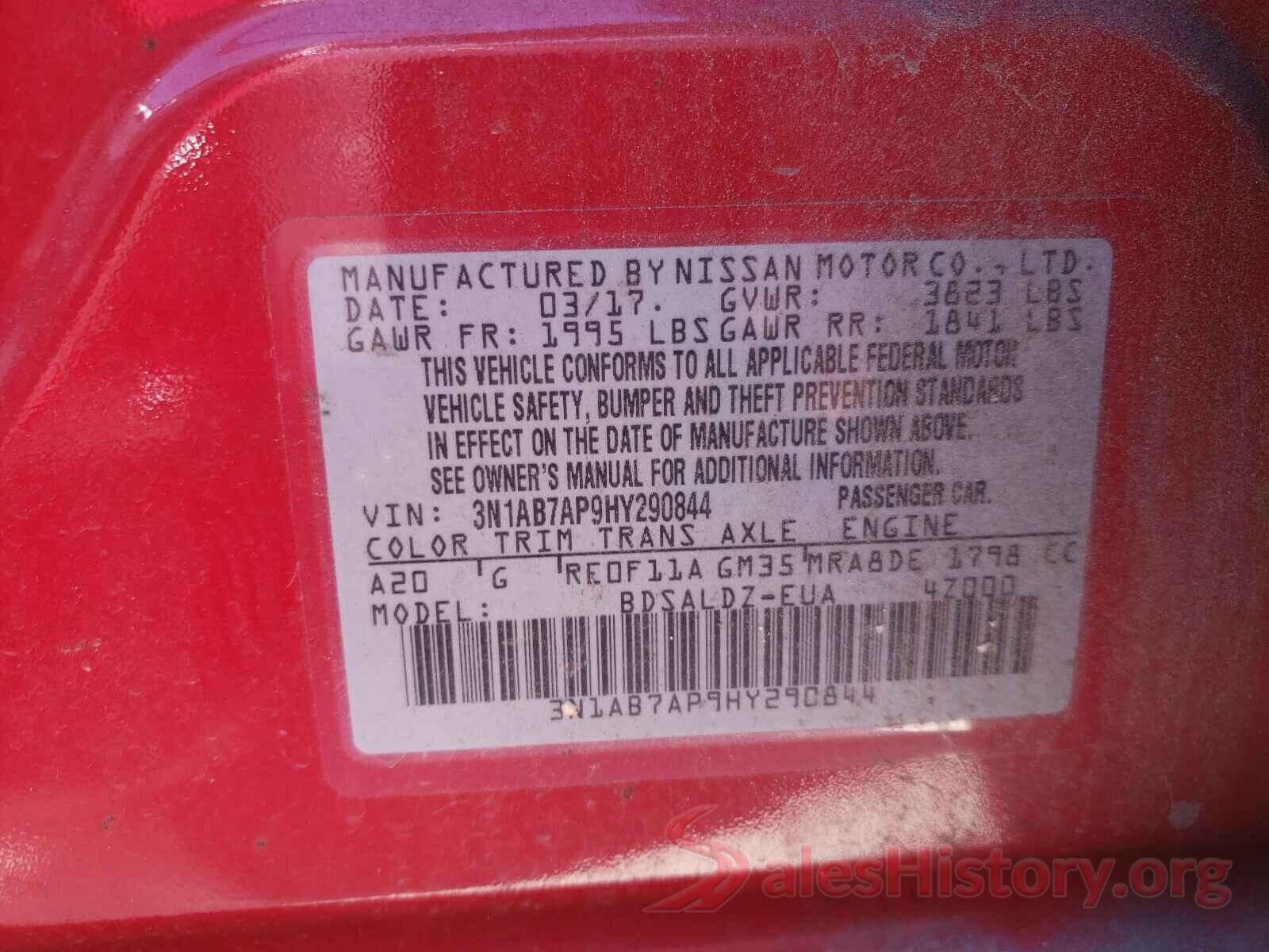 3N1AB7AP9HY290844 2017 NISSAN SENTRA