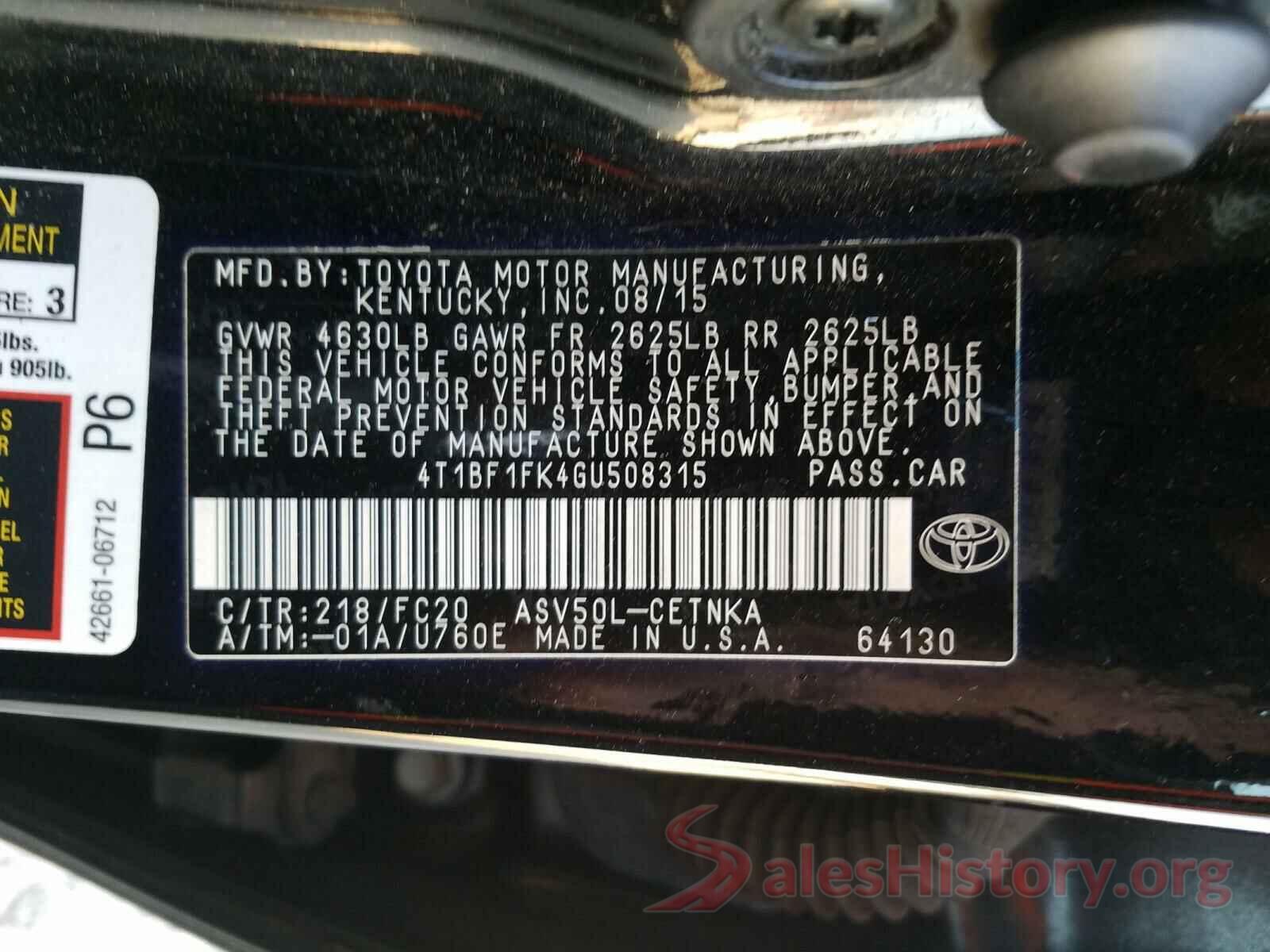 4T1BF1FK4GU508315 2016 TOYOTA CAMRY