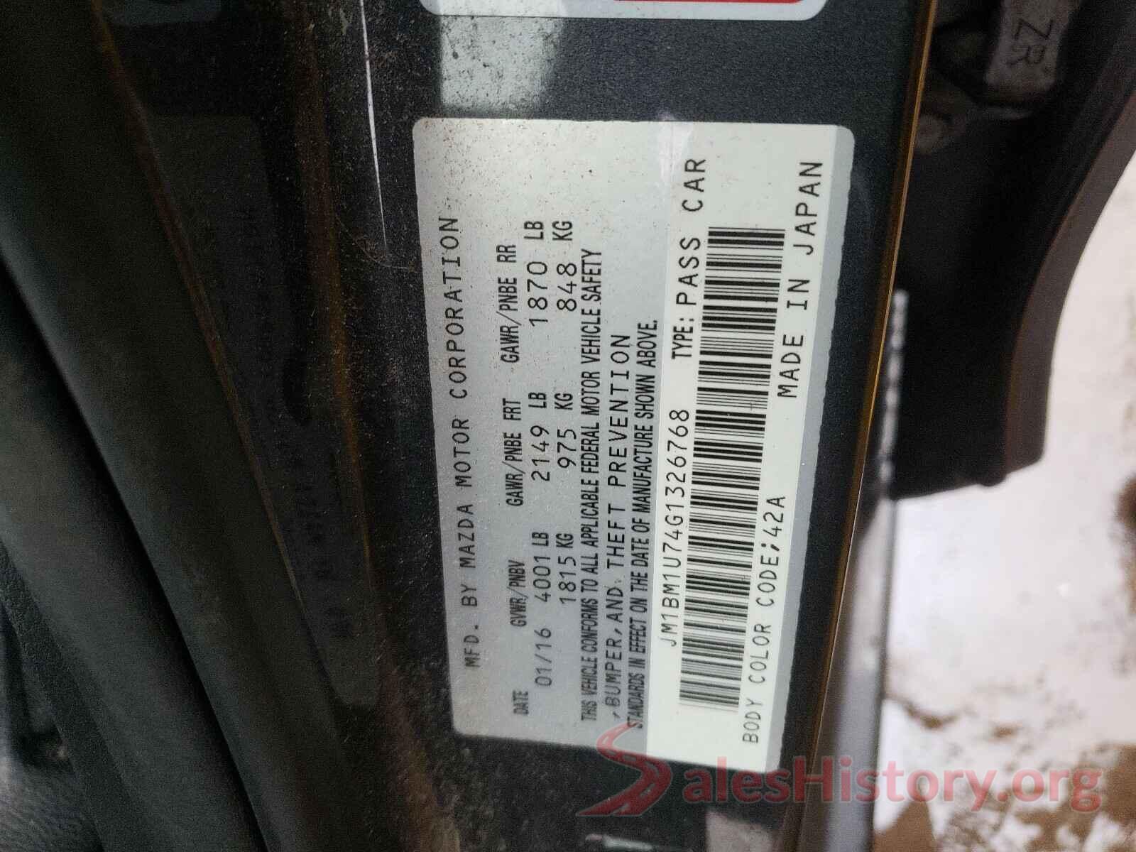 JM1BM1U74G1326768 2016 MAZDA 3