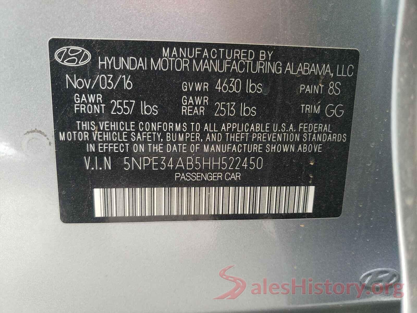 5NPE34AB5HH522450 2017 HYUNDAI SONATA