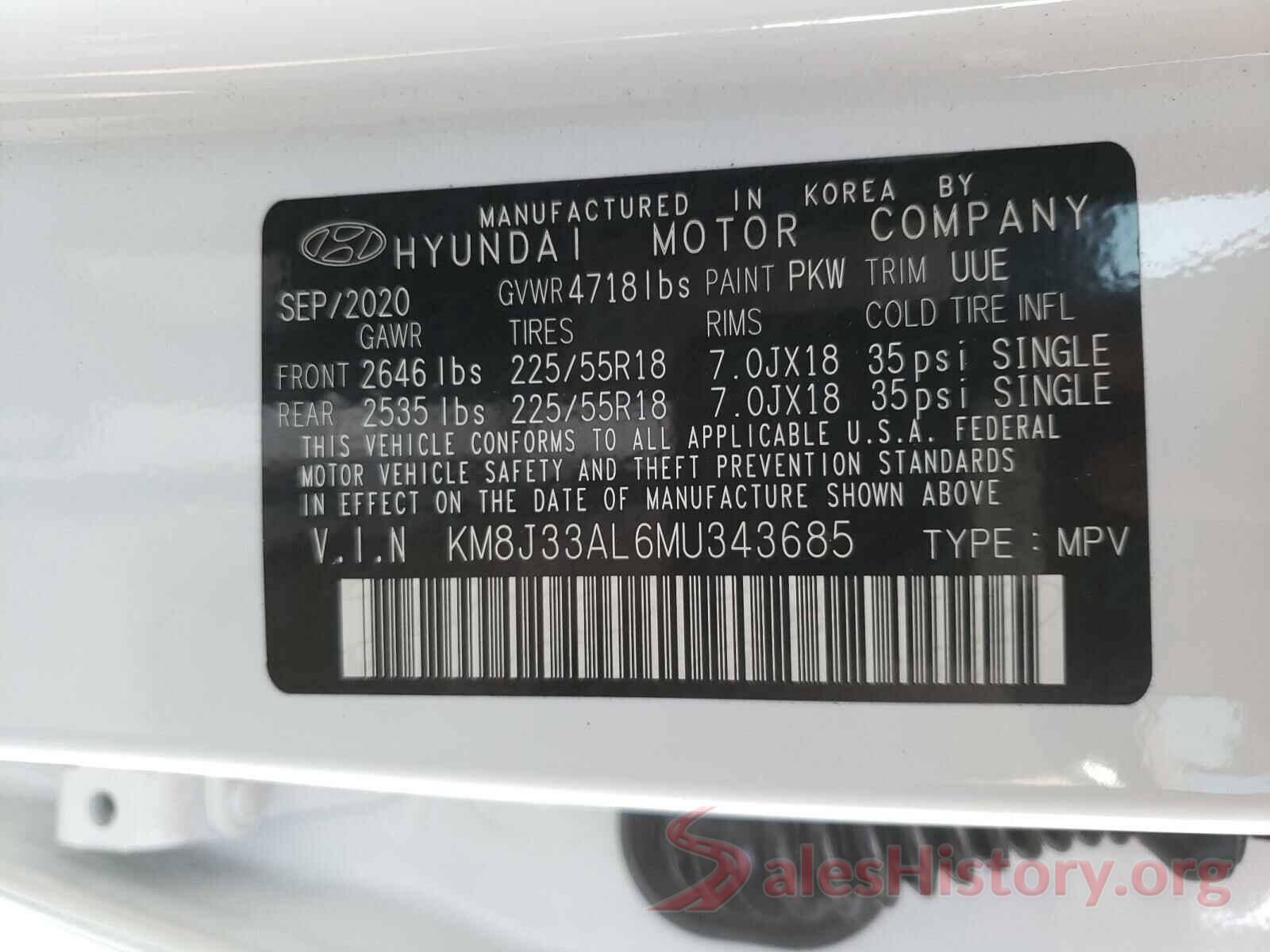 KM8J33AL6MU343685 2021 HYUNDAI TUCSON