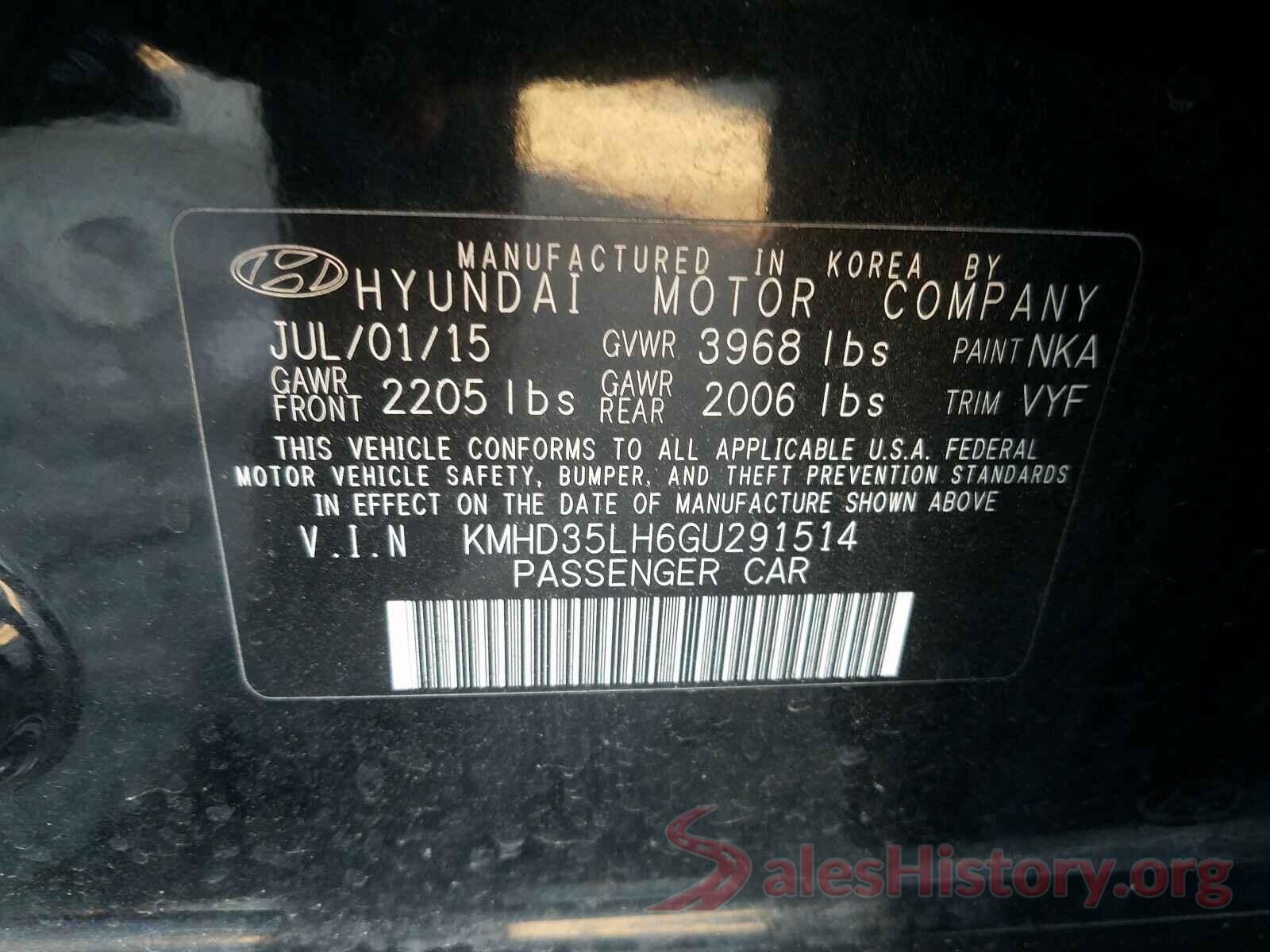 KMHD35LH6GU291514 2016 HYUNDAI ELANTRA