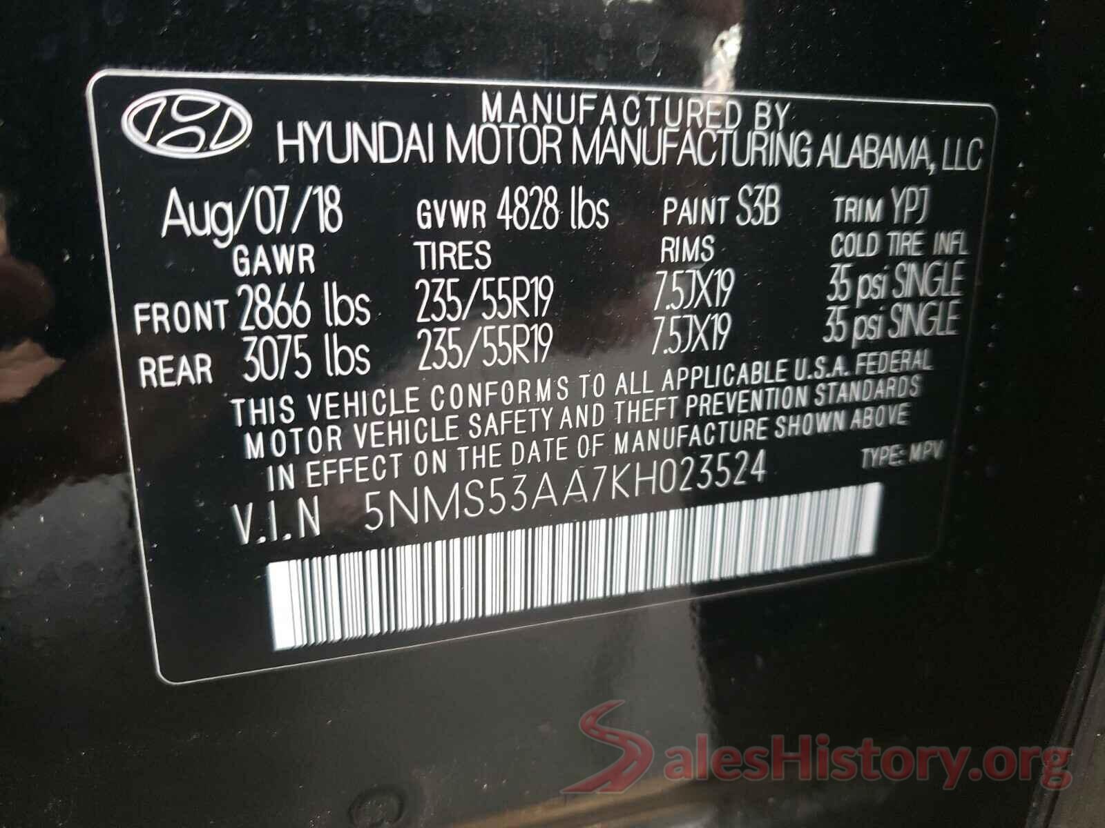 5NMS53AA7KH023524 2019 HYUNDAI SANTA FE