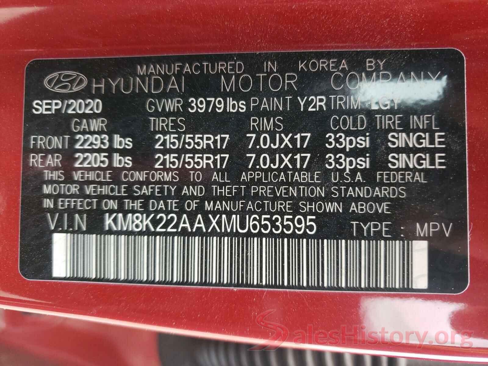 KM8K22AAXMU653595 2021 HYUNDAI KONA