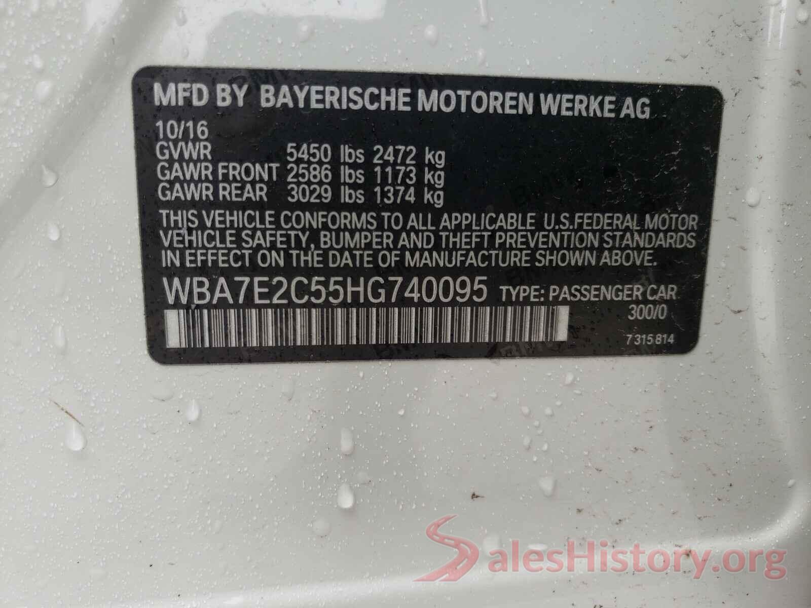 WBA7E2C55HG740095 2017 BMW 7 SERIES