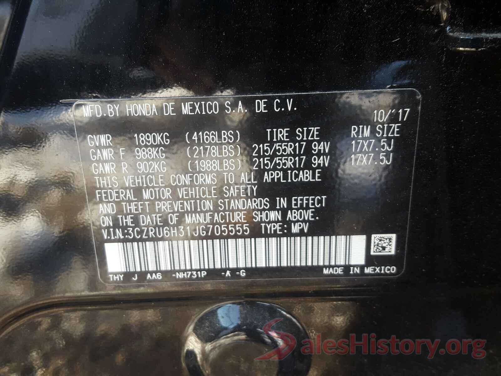 3CZRU6H31JG705555 2018 HONDA HR-V