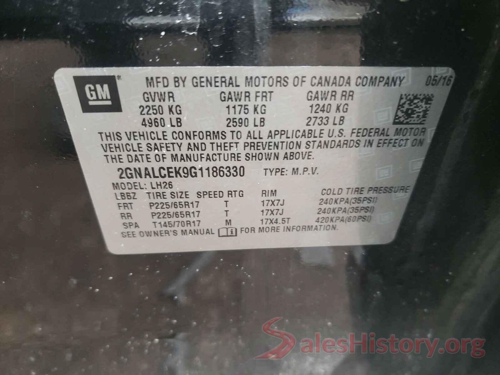 2GNALCEK9G1186330 2016 CHEVROLET EQUINOX