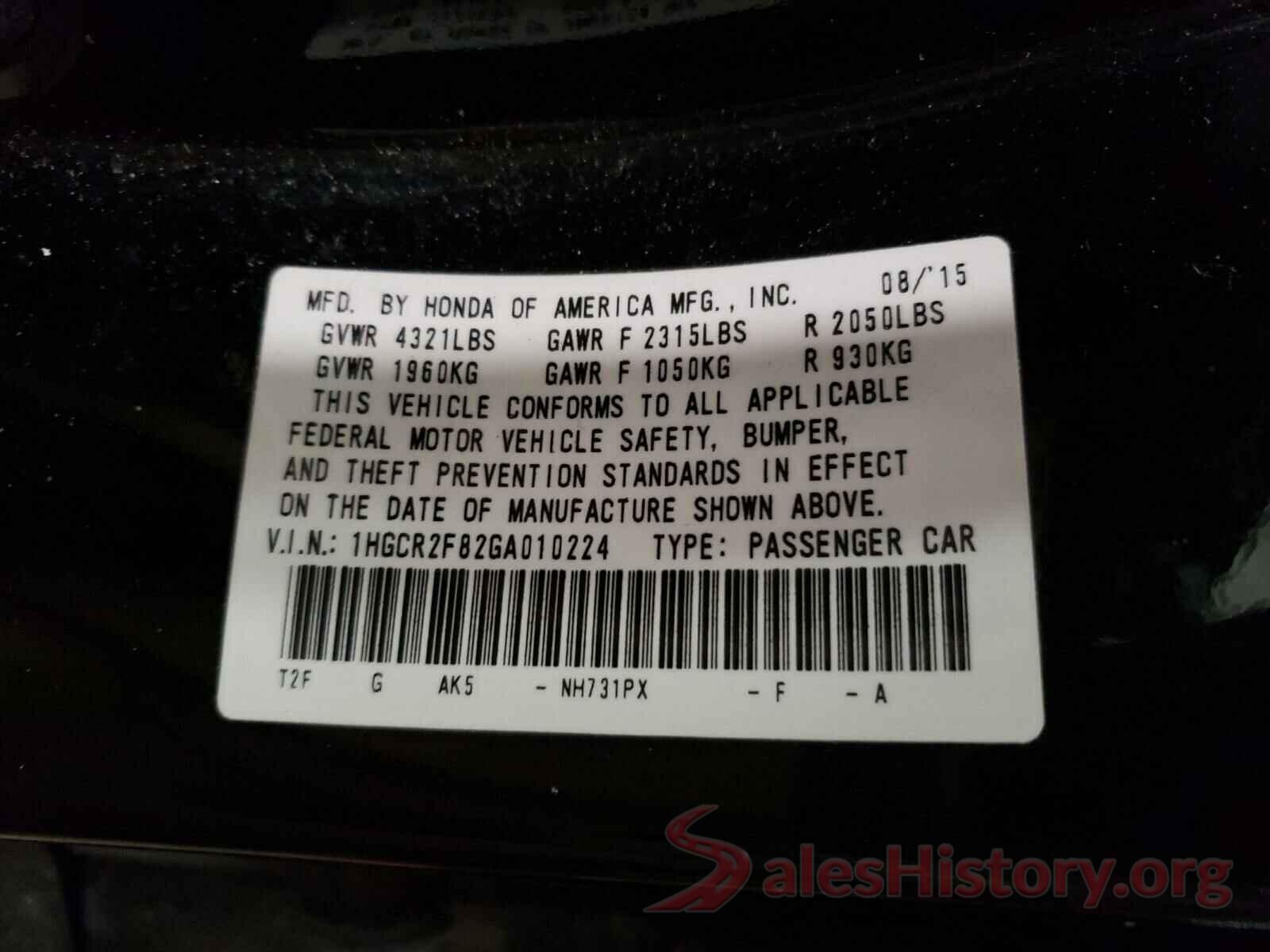 1HGCR2F82GA010224 2016 HONDA ACCORD