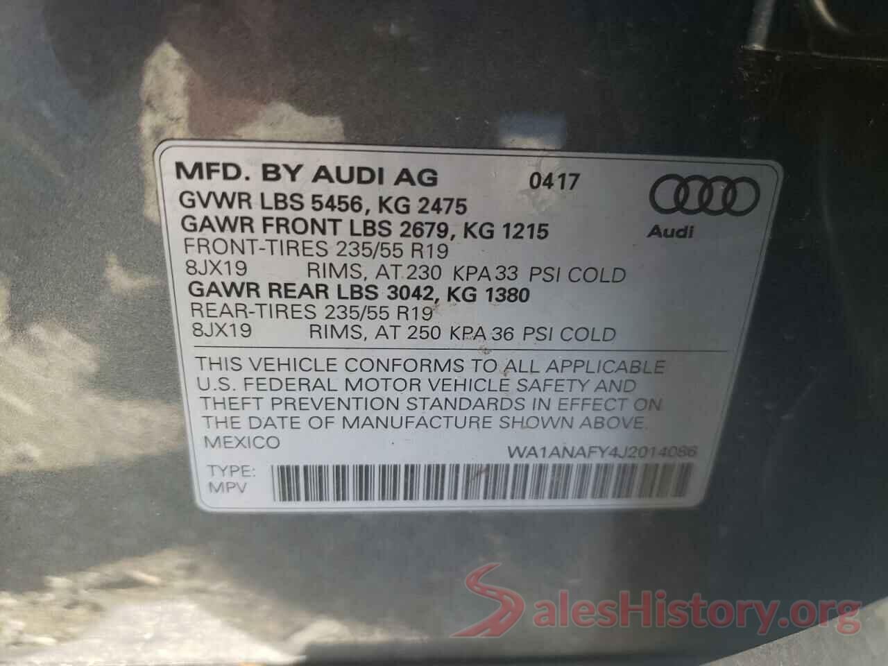 WA1ANAFY4J2014086 2018 AUDI Q5