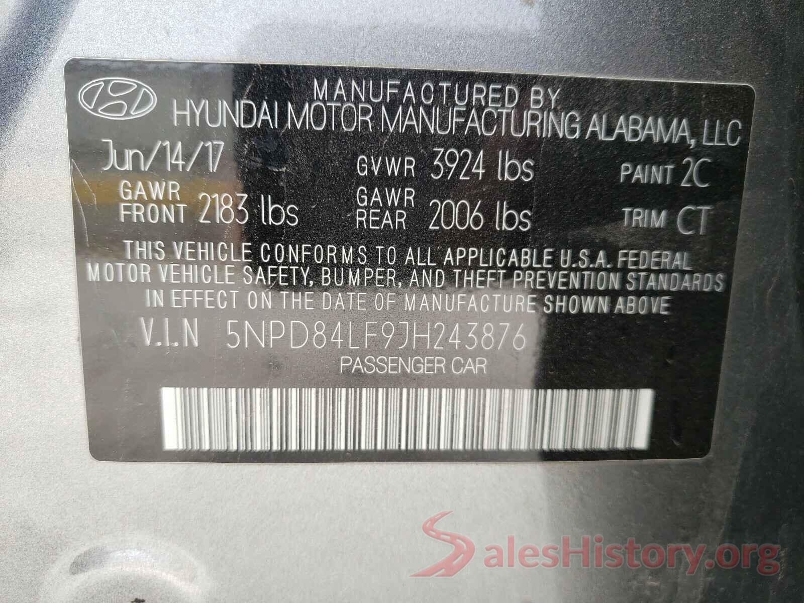 5NPD84LF9JH243876 2018 HYUNDAI ELANTRA