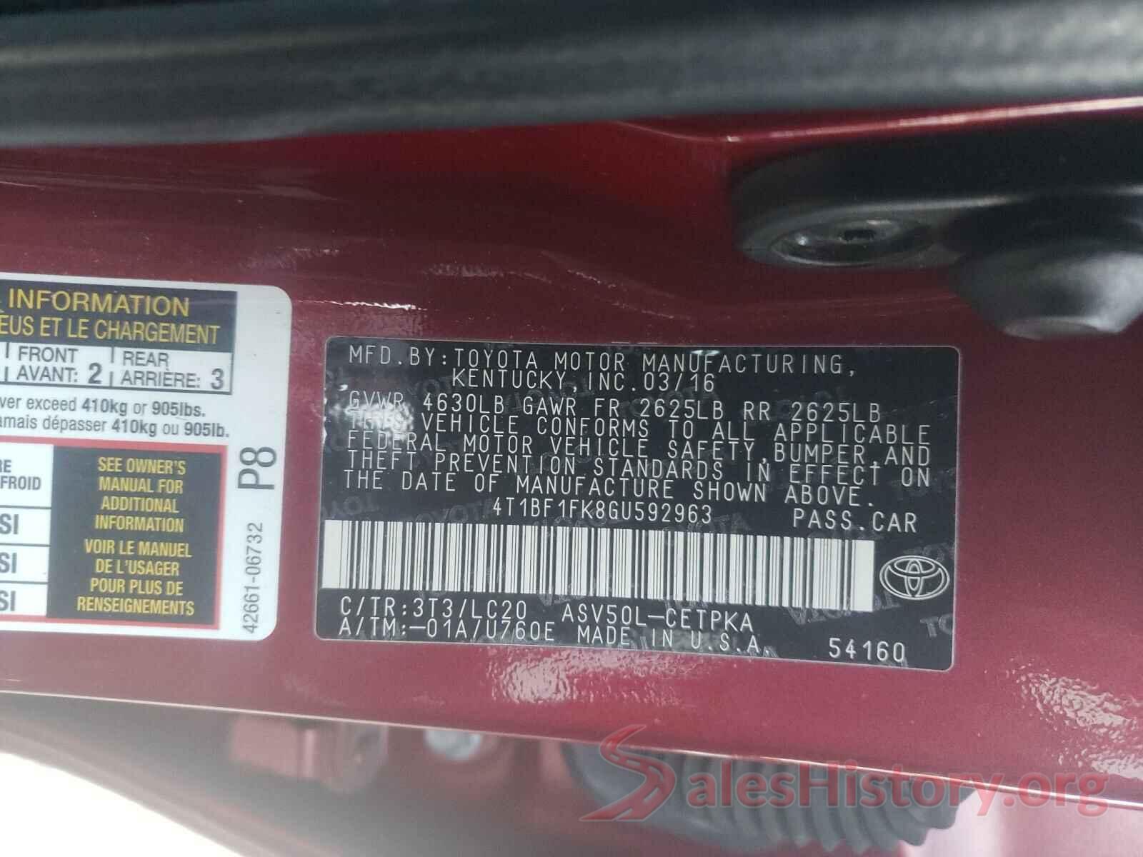 4T1BF1FK8GU592963 2016 TOYOTA CAMRY