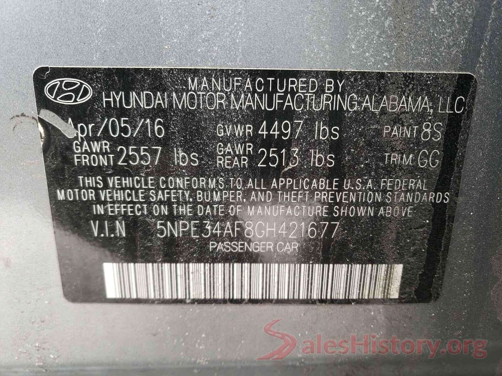 5NPE34AF8GH421677 2016 HYUNDAI SONATA