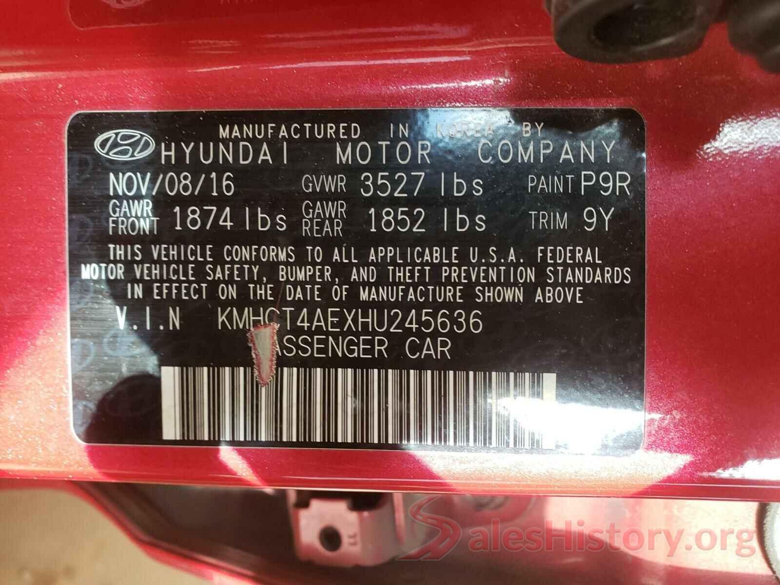 KMHCT4AEXHU245636 2017 HYUNDAI ACCENT